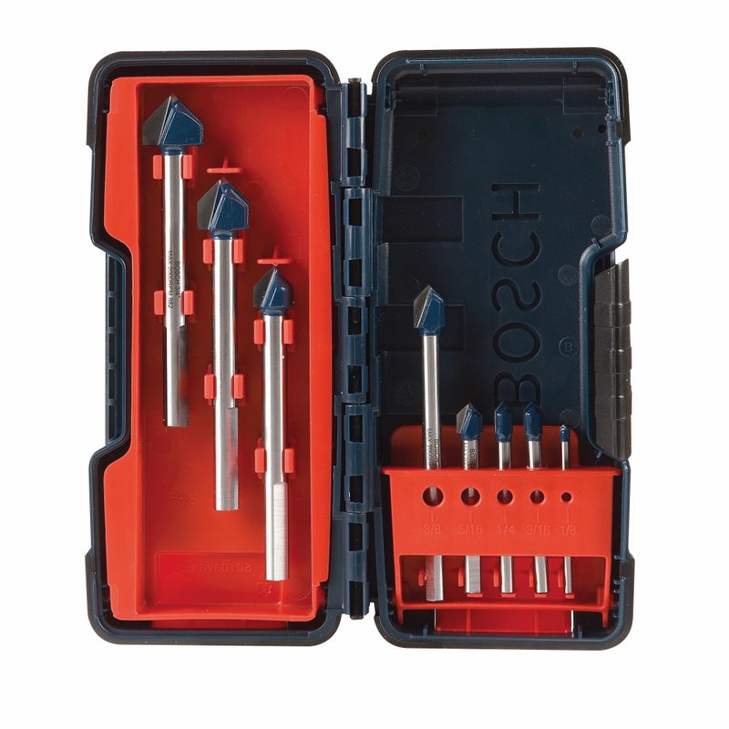BOSCH GT3000 8-Piece Glass and Tile Carbide Hammer Drill Bits Assorted Set with Included Storage Case for Fast Drilling in Glass and Tile - Image 1